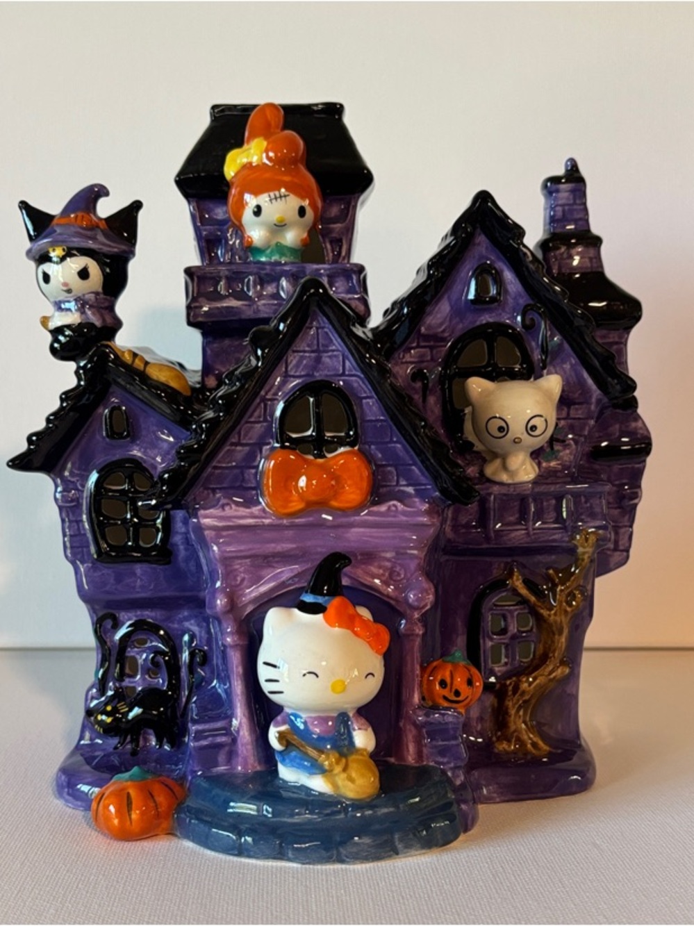 Blue Sky Clayworks Hello Kitty Purple Halloween Haunted House Figurine